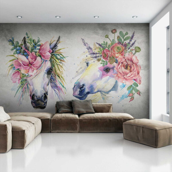 Pareja de caballos con flores en la cabeza u14264pig2 600x600 - Pareja de caballos con flores en la cabeza
