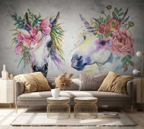 Pareja de caballos con flores en la cabeza u14264pig4 600x540 - Pareja de caballos con flores en la cabeza