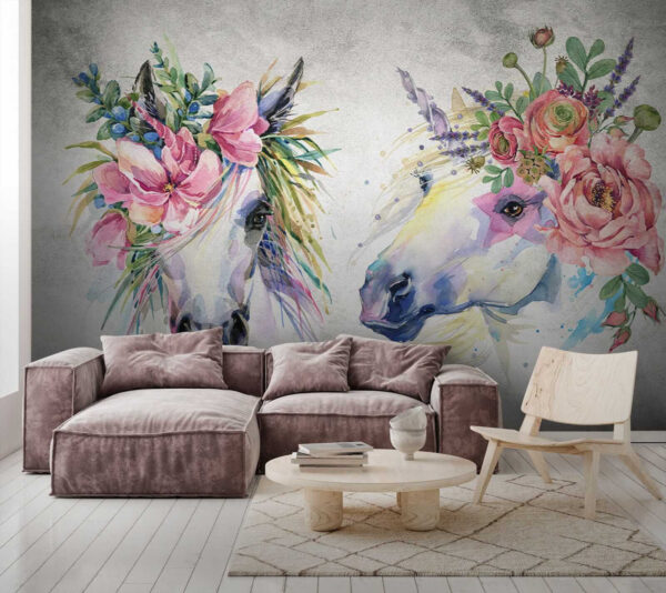Pareja de caballos con flores en la cabeza u14264pig5 600x534 - Pareja de caballos con flores en la cabeza