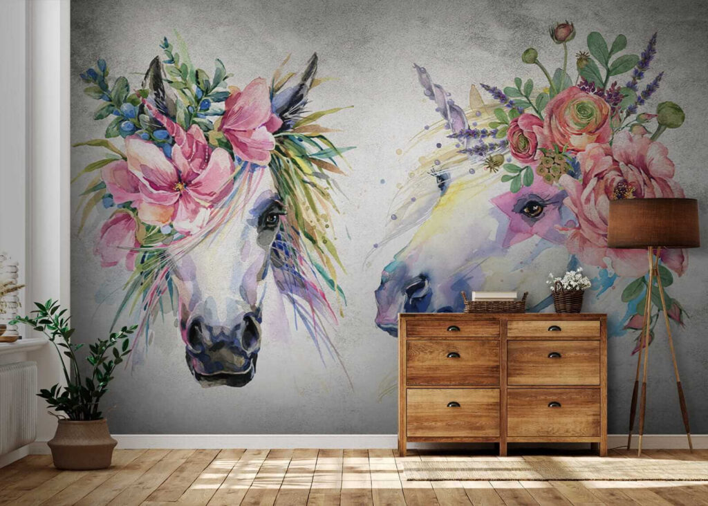 Pareja de caballos con flores en la cabeza u14264pih1 1024x732 - Pareja de caballos con flores en la cabeza