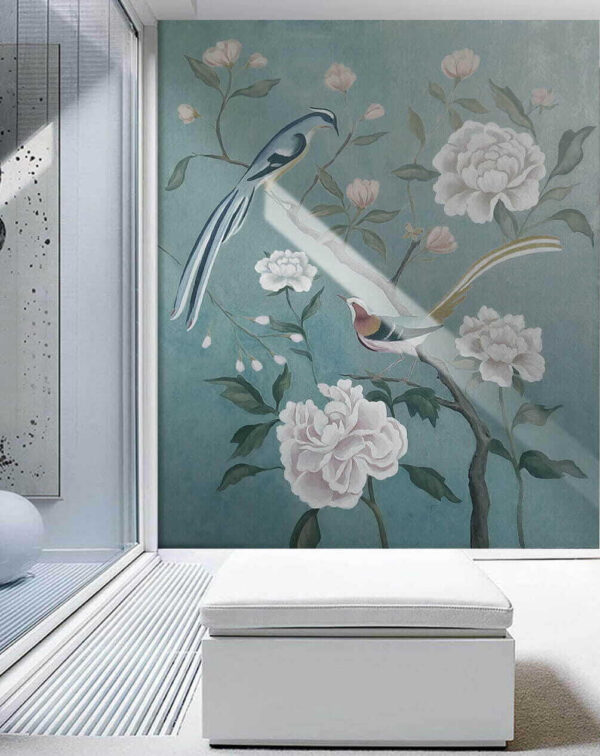 Pintura de pájaros en una rama con flores u14296pih1 600x756 - Pintura de pájaros en una rama con flores - tegory