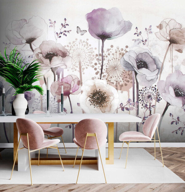 Painting of flowers and butterflies