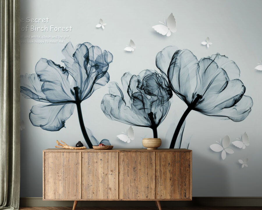 Imagen de flores en blanco y negro