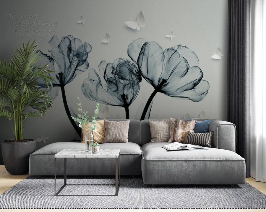 Imagen de flores en blanco y negro