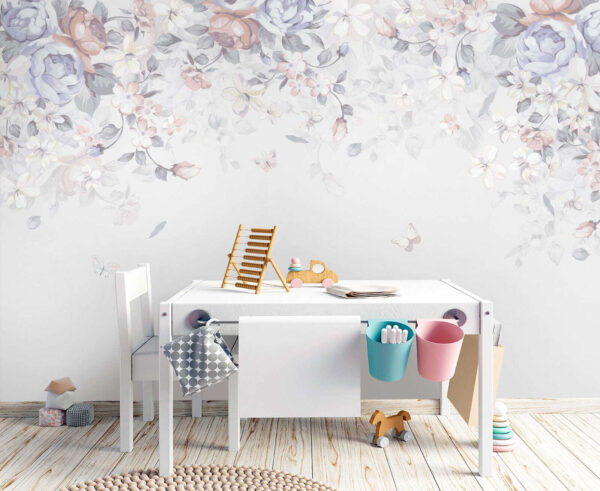 Fondo blanco con flores y mariposas Fondo blanco con flores y mariposas