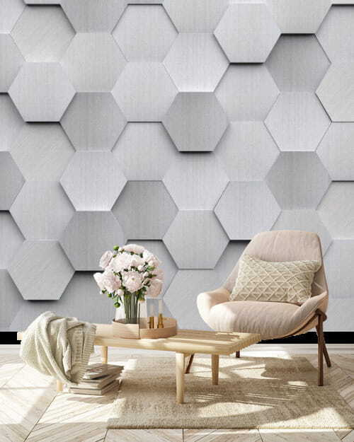 Hexágonos blancos en una pared