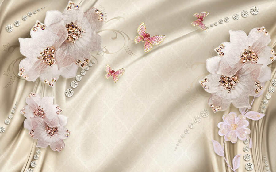 Papel pintado con flores y mariposas Papel pintado con flores y mariposas