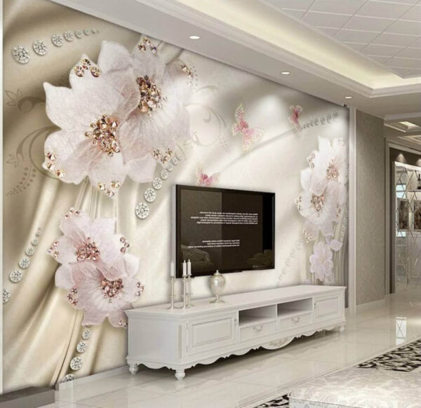 Papel pintado con flores y mariposas Papel pintado con flores y mariposas
