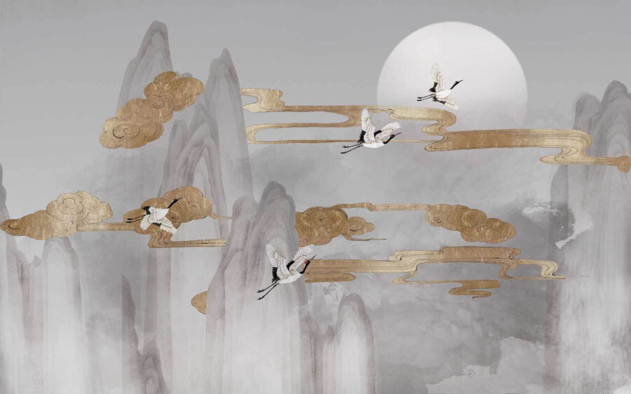 Pintura de pájaros volando en el cielo Pintura de pájaros volando en el cielo