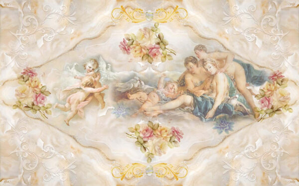 Pintura de ángeles y flores Pintura de ángeles y flores