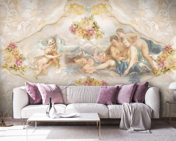 Pintura de ángeles y flores Pintura de ángeles y flores