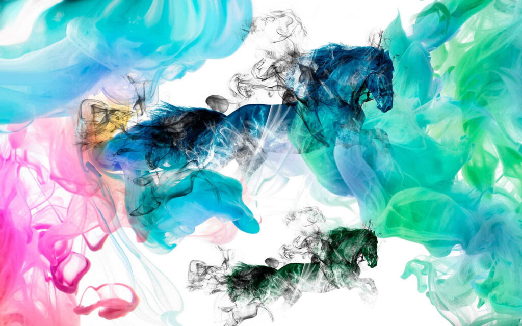 Caballo en diferentes colores de humo Caballo en diferentes colores de humo