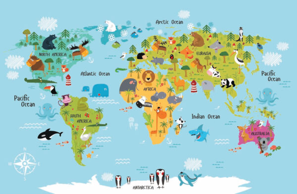 Mapa del mundo con animales Mapa del mundo con animales