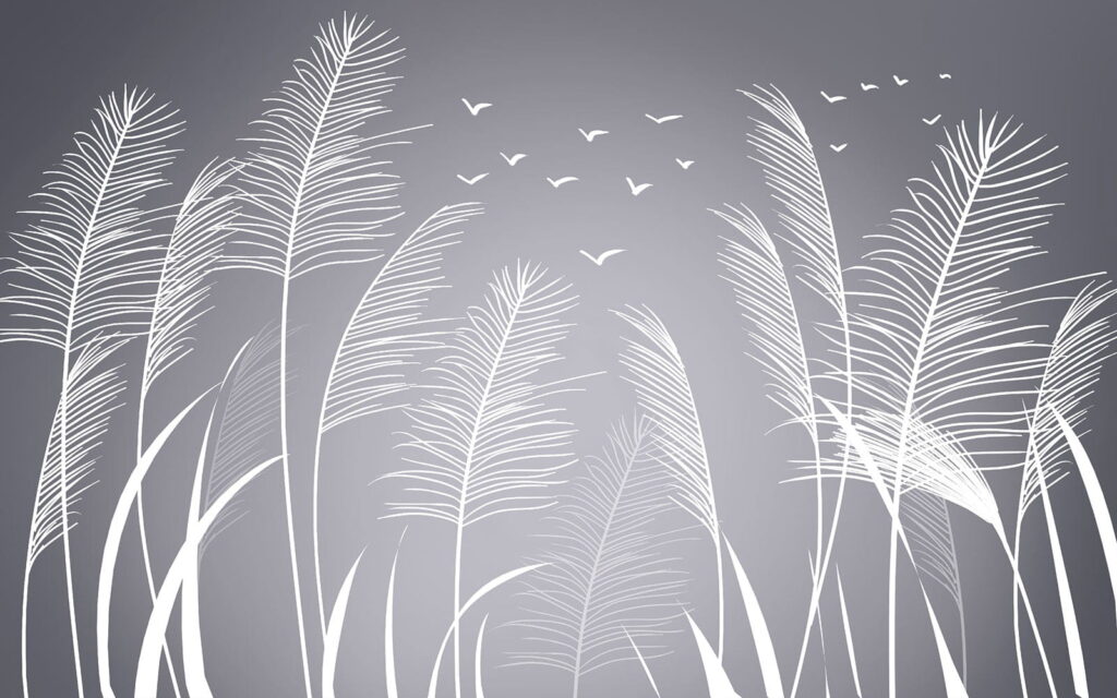 Plumas blancas y pájaros volando en el cielo Plumas blancas y pájaros volando en el cielo