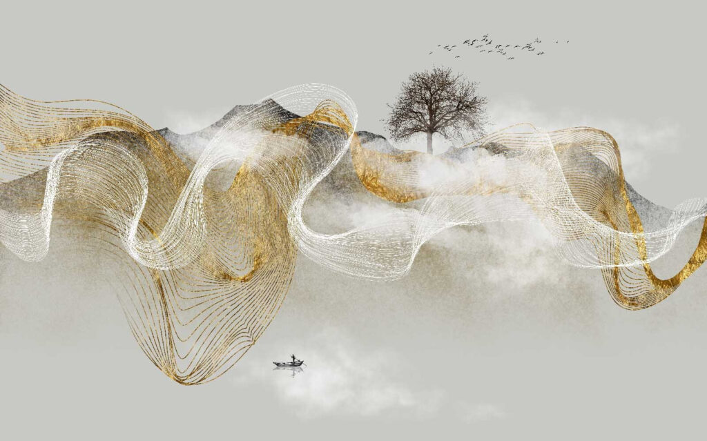 Pintura de un árbol y nubes Pintura de un árbol y nubes