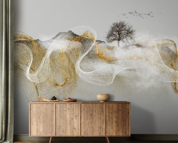 Pintura de un árbol y nubes Pintura de un árbol y nubes