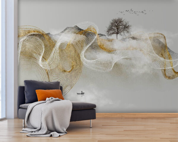 Pintura de un árbol y nubes Pintura de un árbol y nubes