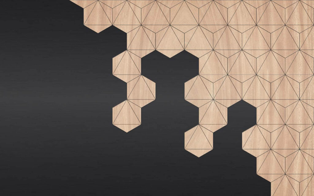 Madera y fondo negro con hexágonos Madera y fondo negro con hexágonos