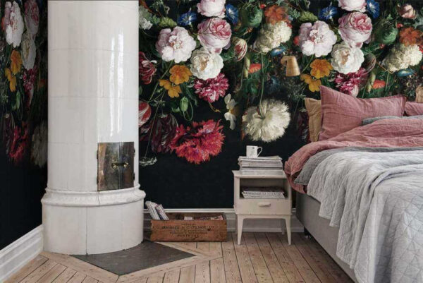 Group of flowers on a black background