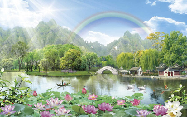 Arco iris sobre un lago Arco iris sobre un lago