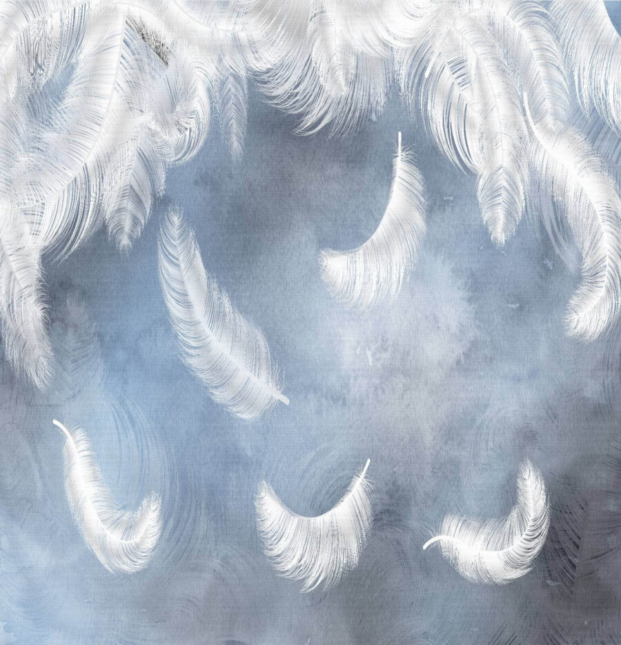 Fotomurales Plumas blancas sobre fondo azul - Imagen 5