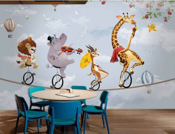 Fotomurales Grupo de animales montados en monociclo