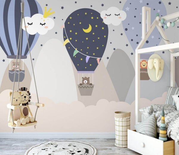 Fotomurales Fotomurales Globos aerostáticos de dibujos animados en el cielo (SKU: u26186)