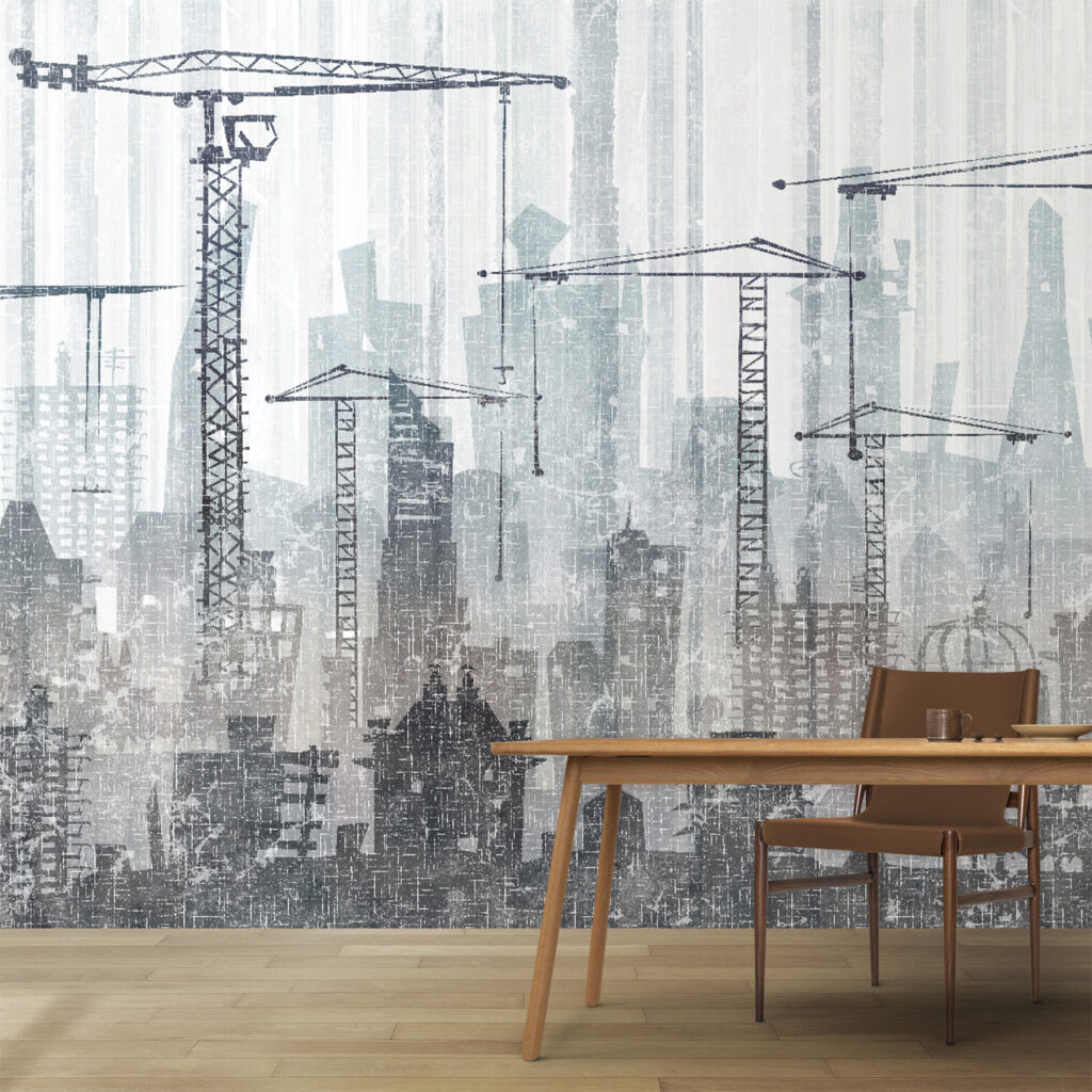 Group of cranes in a city Group of cranes in a city