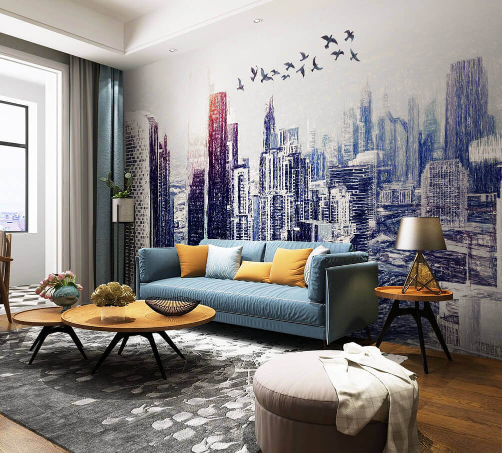 u29199pig1m - Pájaros volando sobre una ciudad - tegory