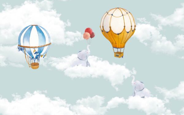 Grupo de elefantes volando en las nubes Grupo de elefantes volando en las nubes
