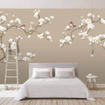 Fotomurales Pareja de pájaros en la rama de un árbol