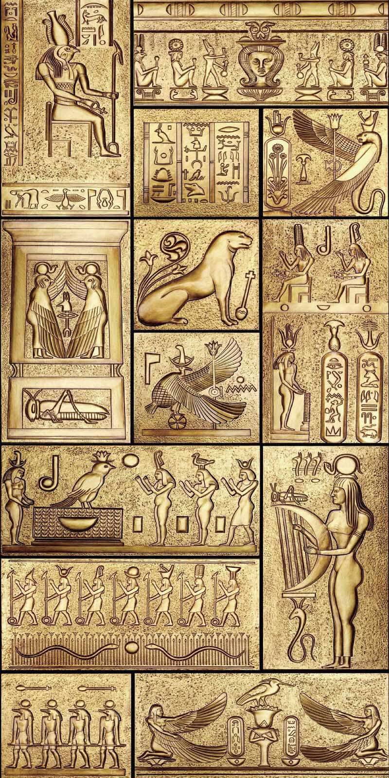 Collage de símbolos egipcios antiguos