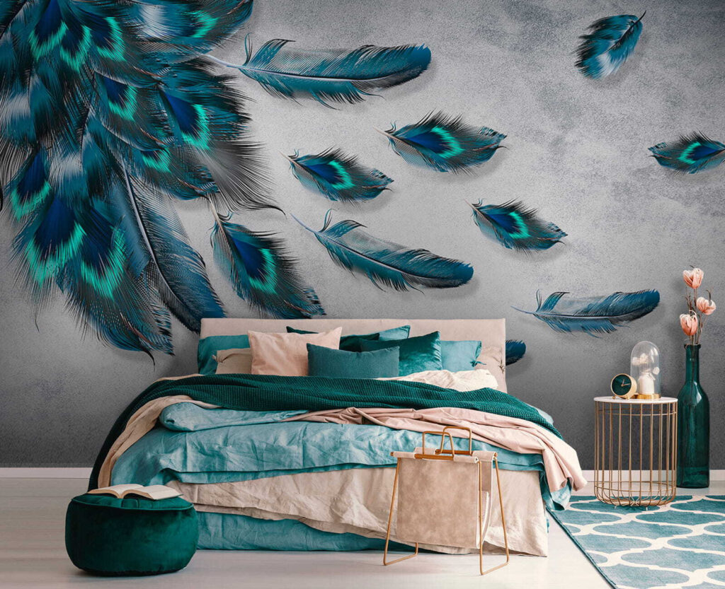 Group of blue feathers