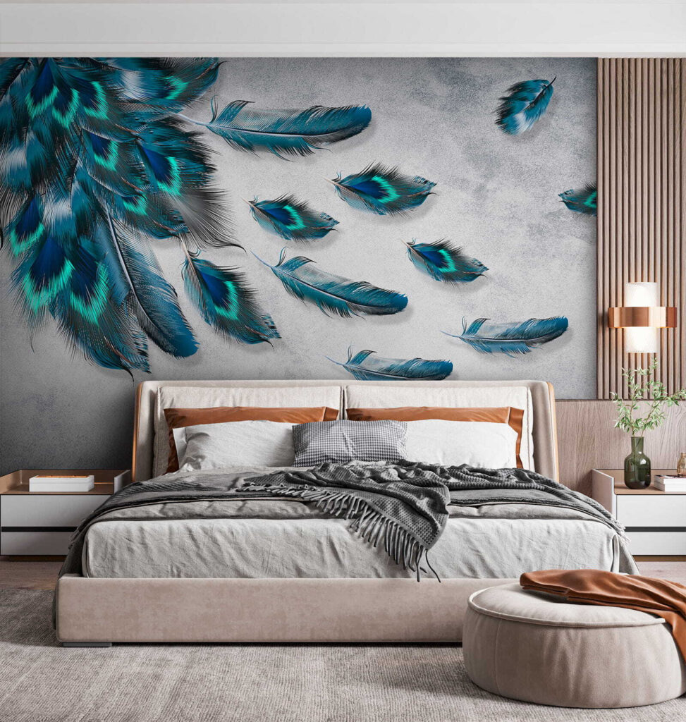 Group of blue feathers