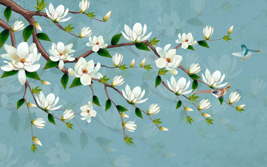 Flores blancas en una rama