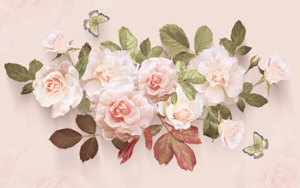 Delicadas rosas con suaves mariposas Delicadas rosas con suaves mariposas