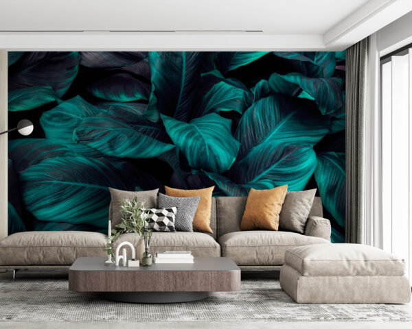 Exuberante follaje tropical en tonos vibrantes Exuberante follaje tropical en tonos vibrantes