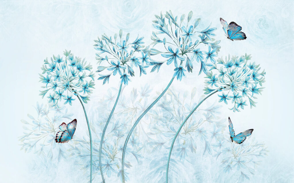 Pintura de flores y mariposas Pintura de flores y mariposas