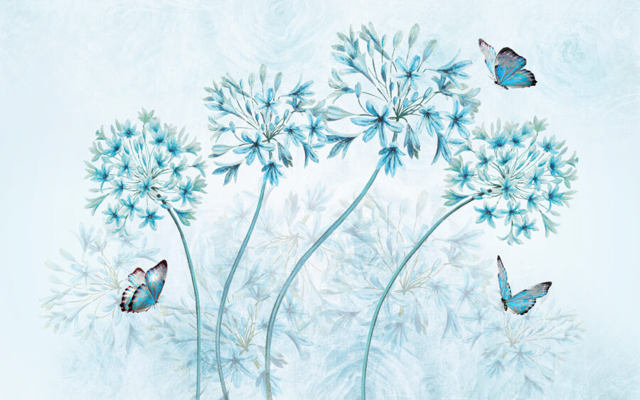 Pintura de flores y mariposas