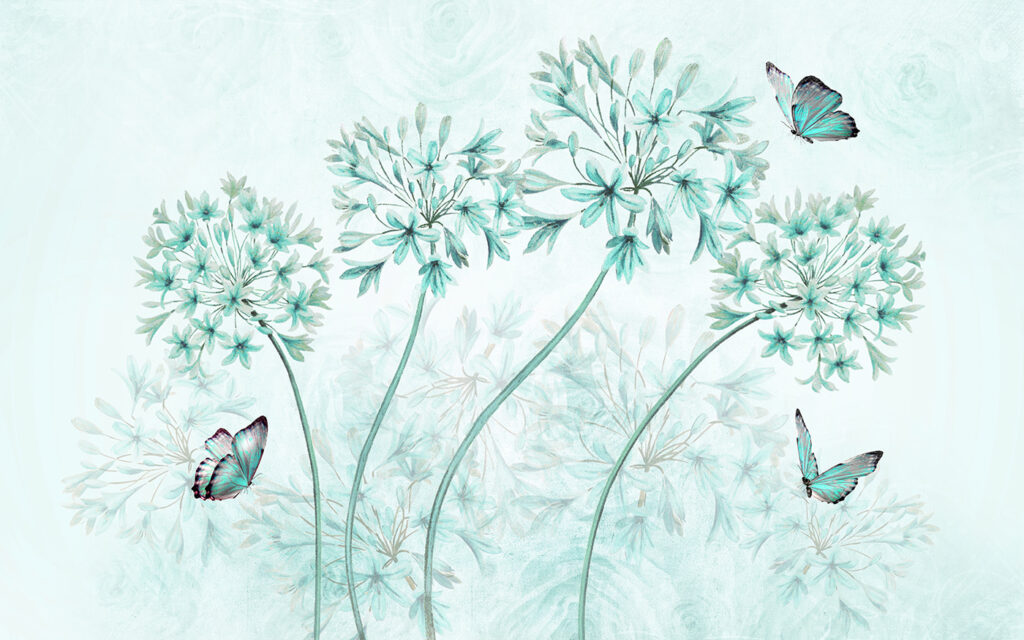 Un cuadro de flores y mariposas Un cuadro de flores y mariposas