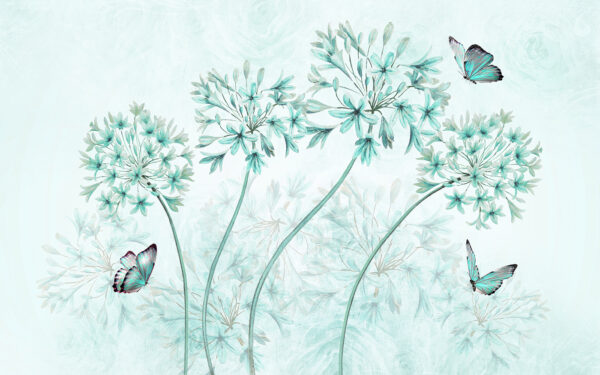 Un cuadro de flores y mariposas Un cuadro de flores y mariposas