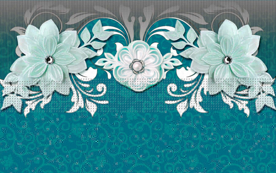 Diseño floral azul y blanco