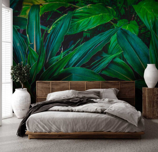 Exuberantes hojas tropicales de un verde vibrante Exuberantes hojas tropicales de un verde vibrante