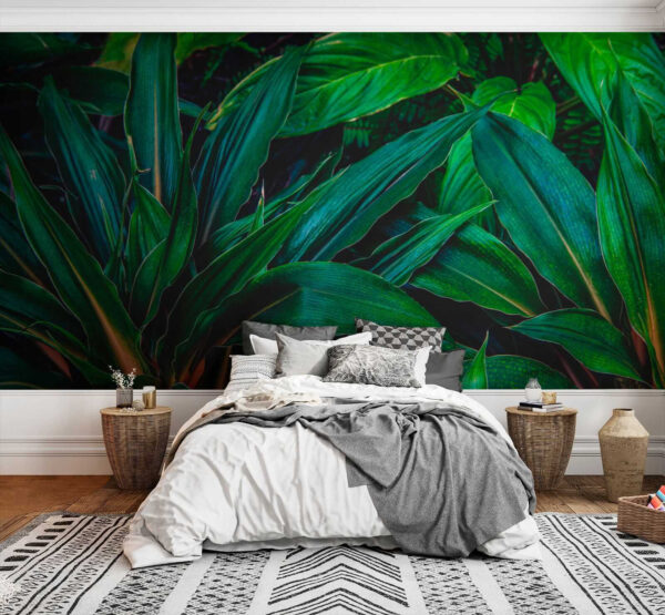 Exuberantes hojas tropicales de un verde vibrante Exuberantes hojas tropicales de un verde vibrante