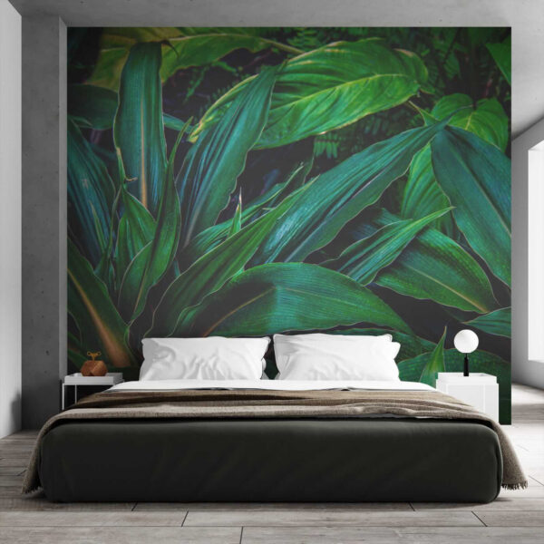 Exuberantes hojas tropicales de un verde vibrante Exuberantes hojas tropicales de un verde vibrante