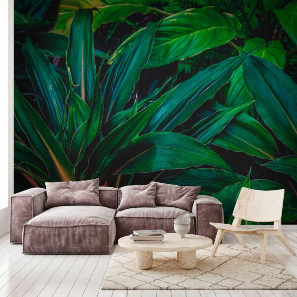 Exuberantes hojas tropicales de un verde vibrante Exuberantes hojas tropicales de un verde vibrante