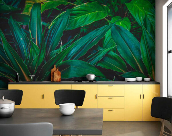 Exuberantes hojas tropicales de un verde vibrante Exuberantes hojas tropicales de un verde vibrante