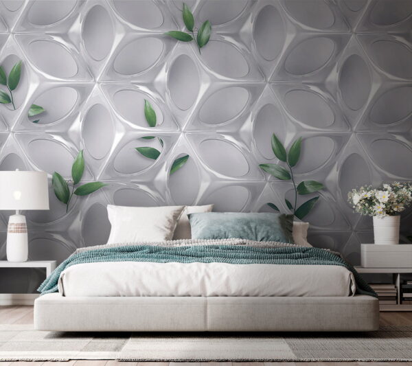 Pared blanca con hojas verdes Pared blanca con hojas verdes