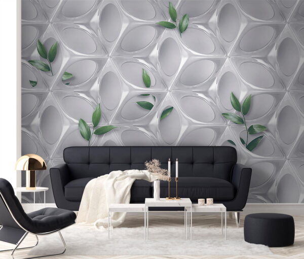 Pared blanca con hojas verdes Pared blanca con hojas verdes