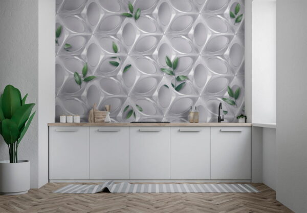 Pared blanca con hojas verdes Pared blanca con hojas verdes